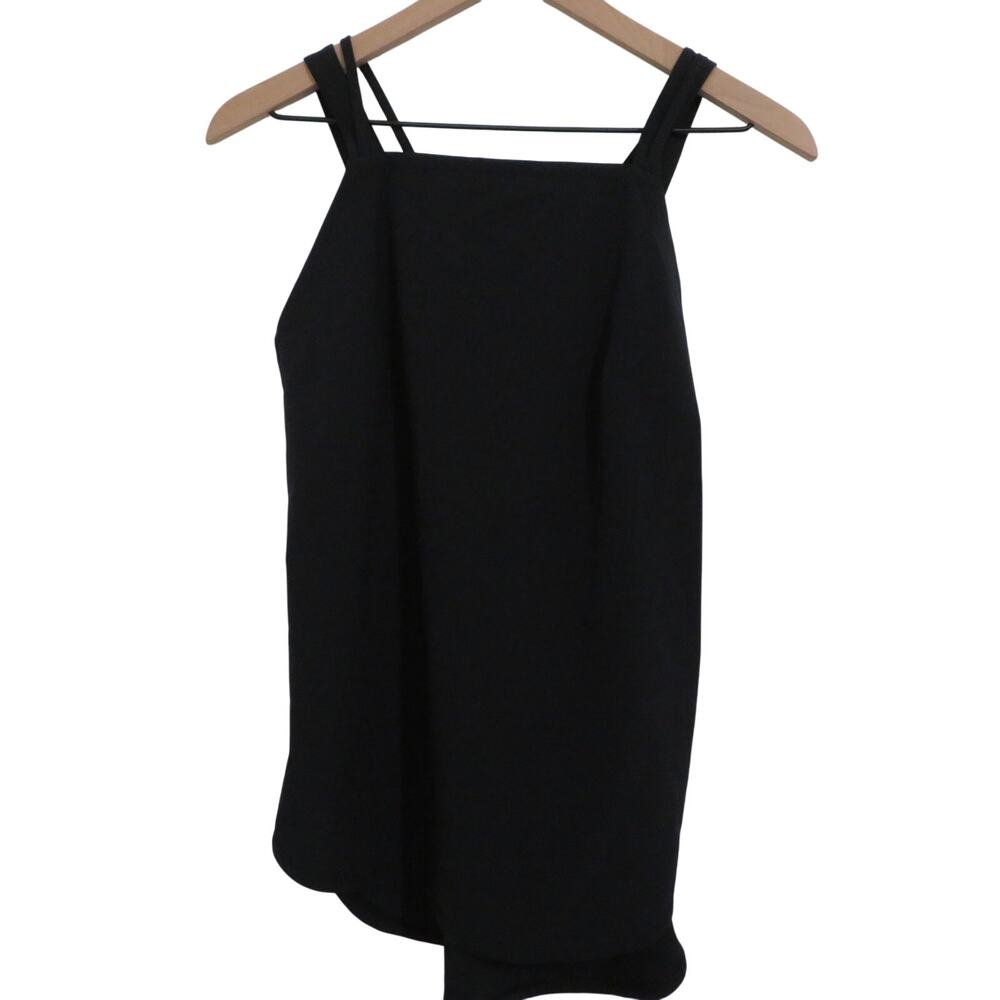 Womens Sz XS Black Strappy Square Neckline Criss Cross Top